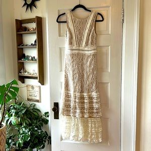 Cream lace midi dress